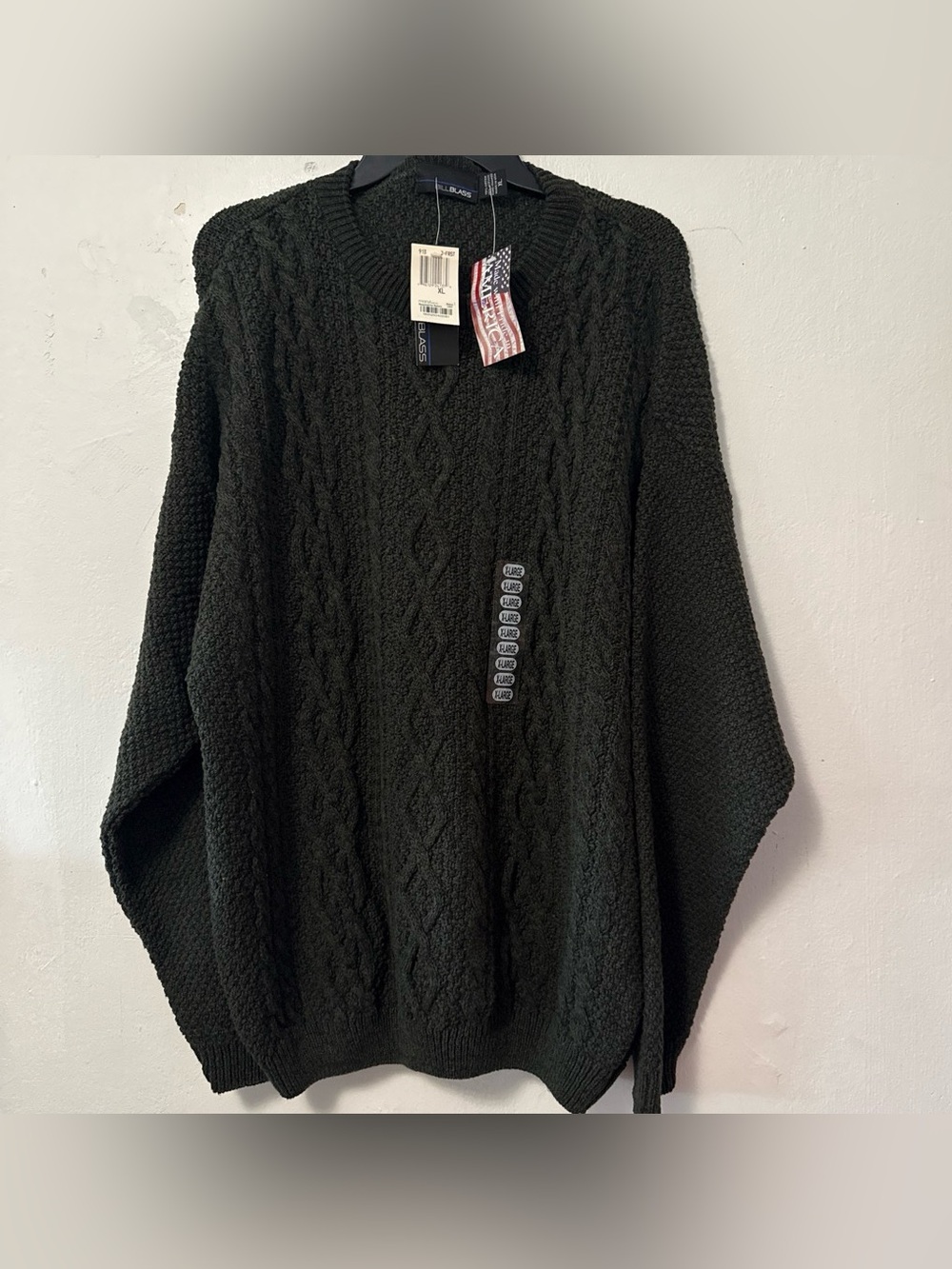 VTG 90s Bill Blass Pullover Knit Sweater Men Size XL Crewneck Green USA NWT